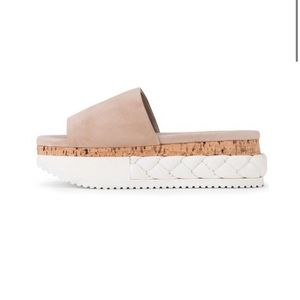 AGL D642006 Slider Beige/White Braided Platform Sandal Size 40 1/2 or 7.5 - 8